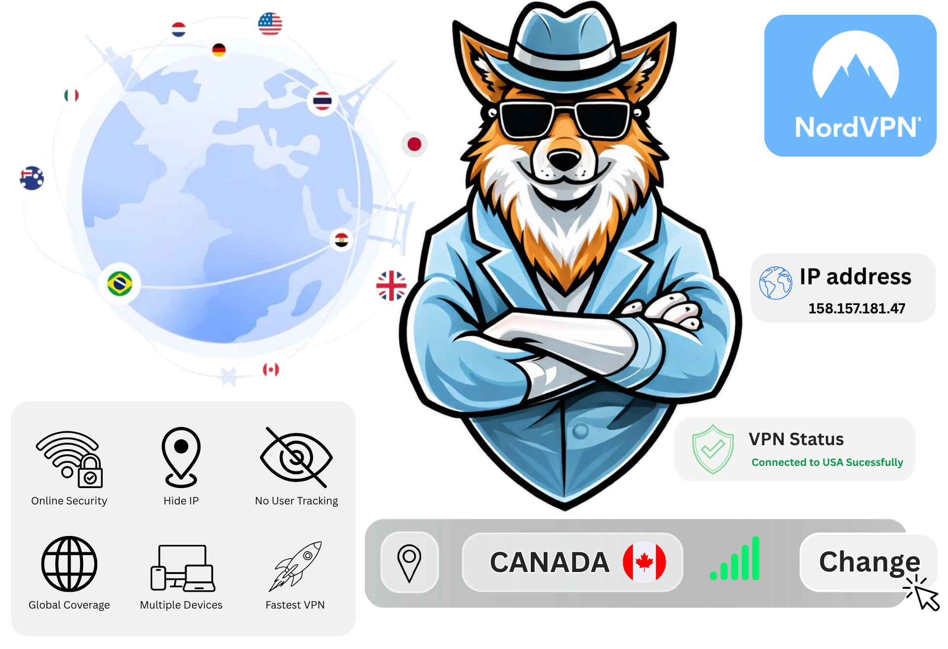 NordVPN application interface on multiple devices